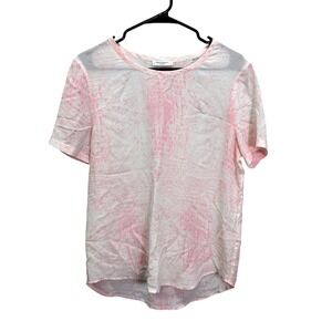 EQUIPMENT Femme Silk Crocodile Animal Print Top Pink White Size S
